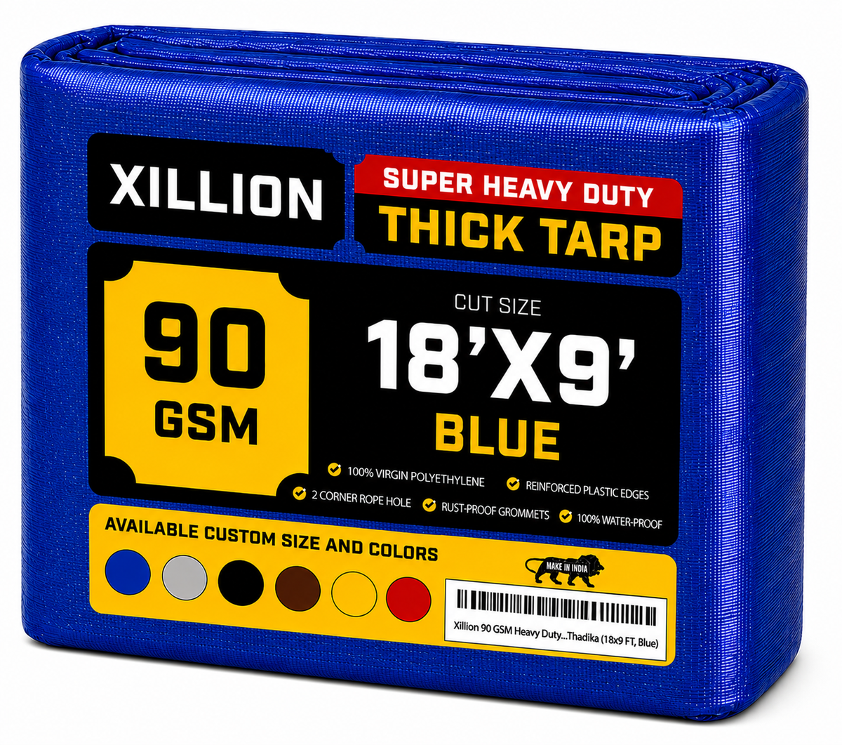 90 GSM Heavy Duty Customised Tarpaulin – Extra Strong Cross Laminated Cover, 100% Waterproof, UV Resistant with Reinforced Eyelets for Garden, Camping, Construction & Outdoor Protection