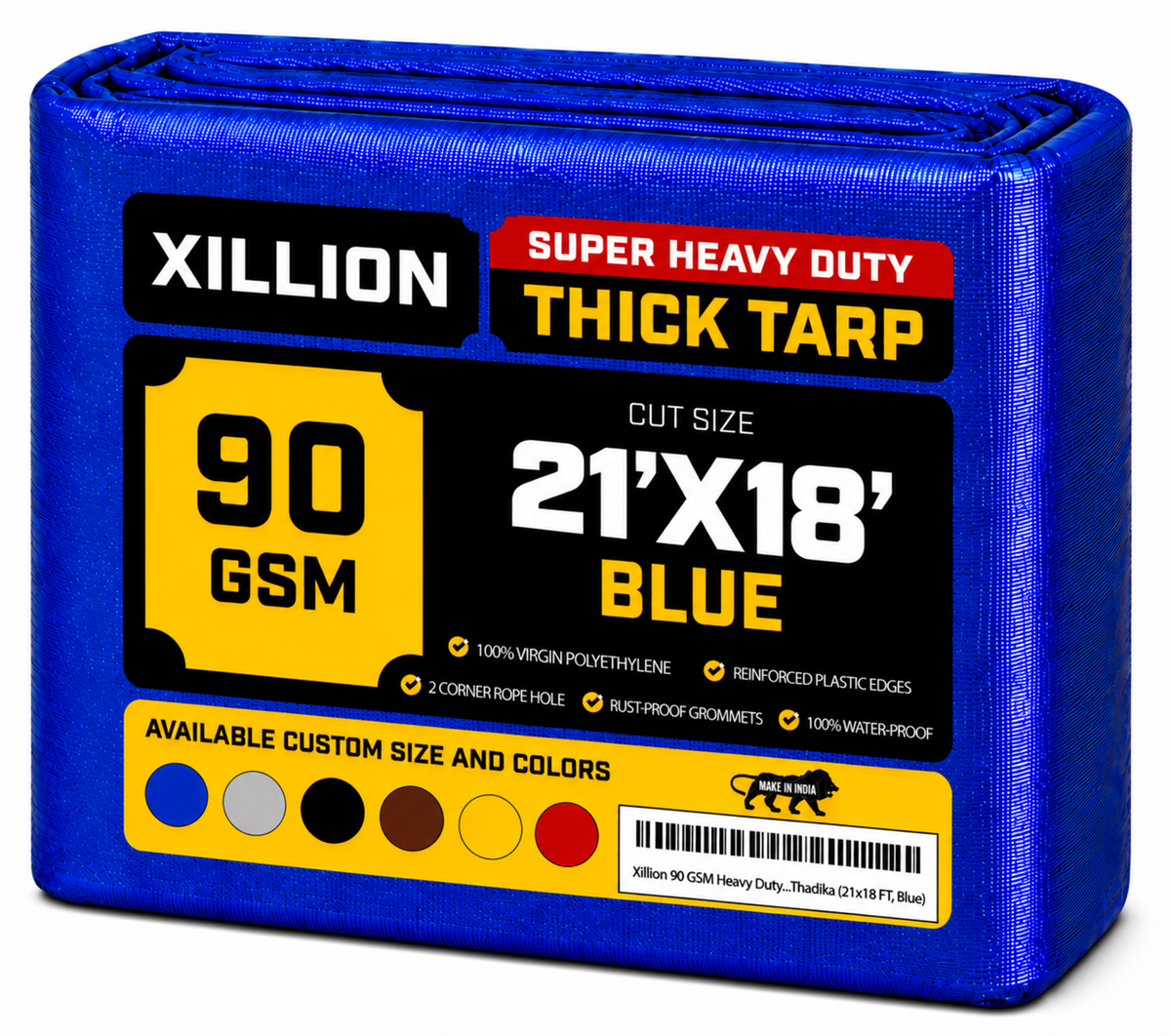 90 GSM Heavy Duty Customised Tarpaulin – Extra Strong Cross Laminated Cover, 100% Waterproof, UV Resistant with Reinforced Eyelets for Garden, Camping, Construction & Outdoor Protection