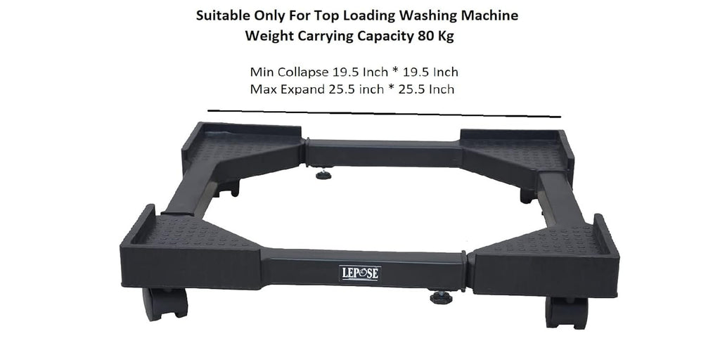 Adjustable Washing Machine Stand / Trolley with Wheels – Universal Fit (Black)