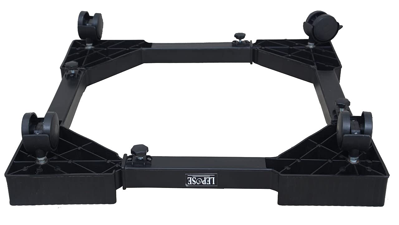 Adjustable Washing Machine Stand / Trolley with Wheels – Universal Fit (Black)