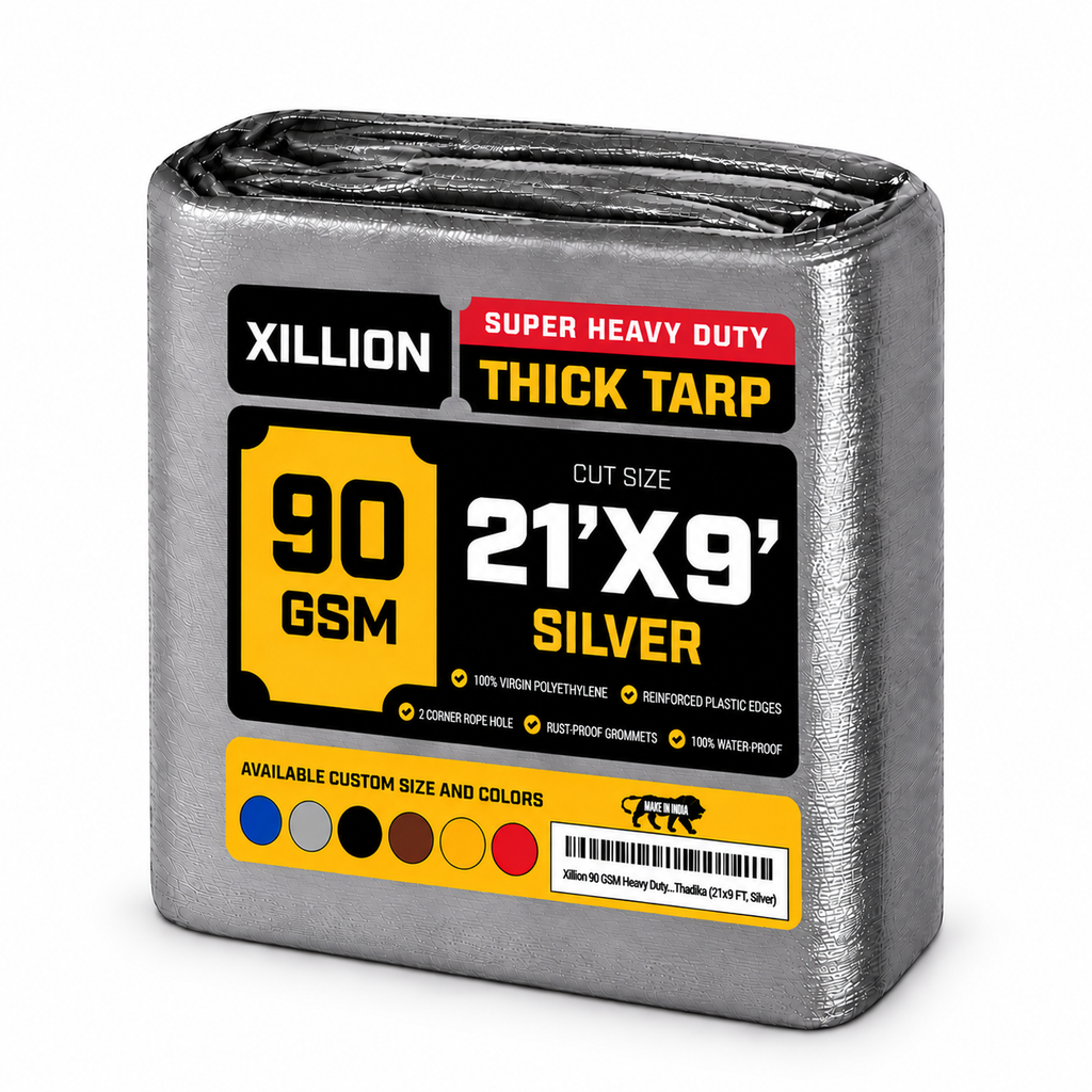 90 GSM Heavy Duty Customised Tarpaulin – Extra Strong Cross Laminated Cover, 100% Waterproof, UV Resistant with Reinforced Eyelets for Garden, Camping, Construction & Outdoor Protection