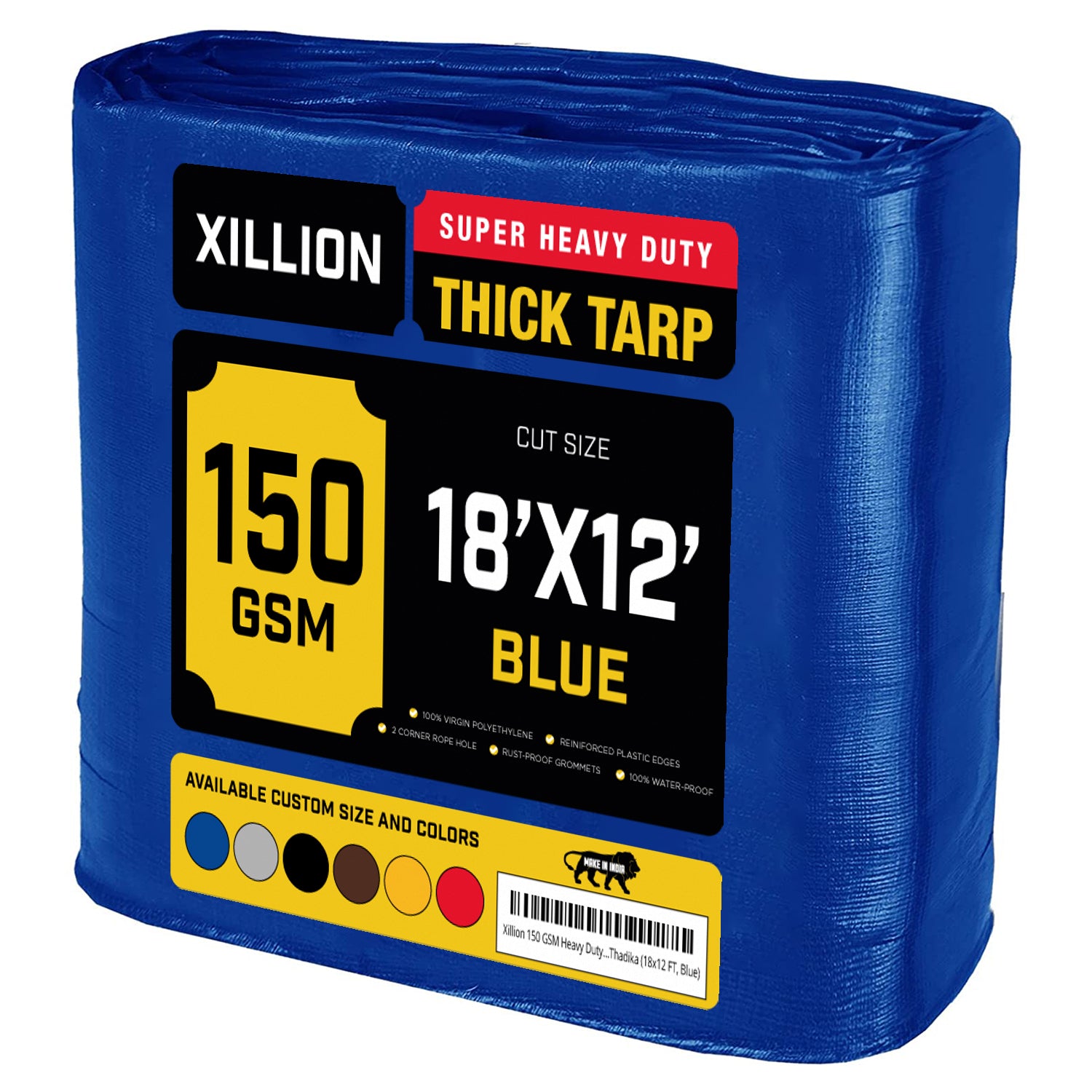 150 GSM Heavy Duty Customised Tarpaulin – Extra Strong Cross Laminated Cover, 100% Waterproof, UV Resistant with Reinforced Eyelets for Garden, Camping, Construction & Outdoor Protection (Copy)