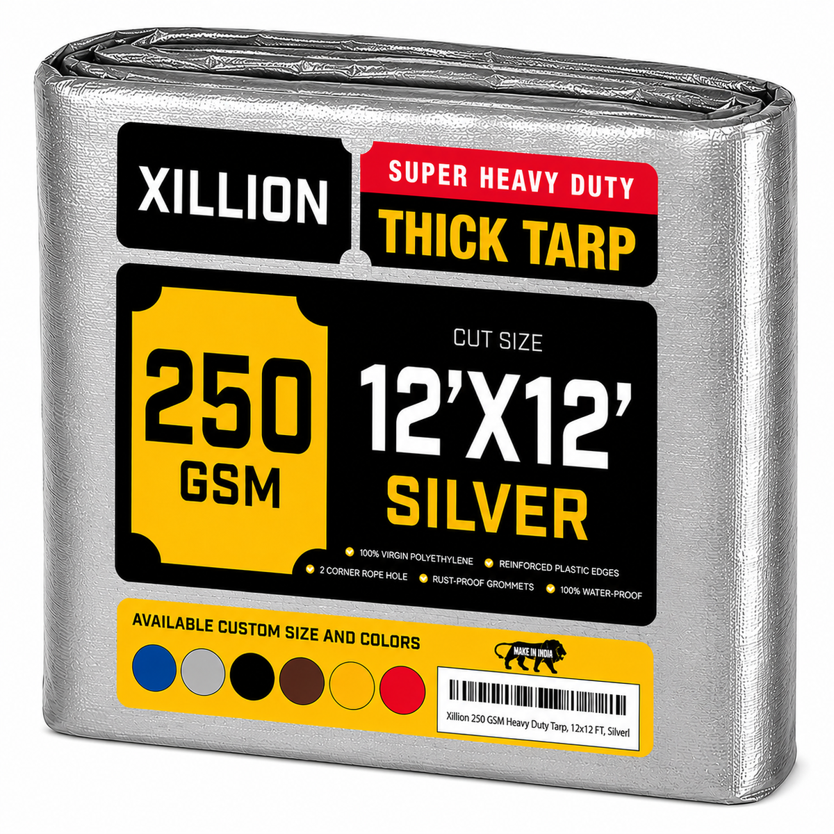 250 GSM Heavy Duty Tarpaulin Extra Strong, Strengthen Eyelets, UV Resistant, 100% Waterproof, Cross Laminated Tarpaulin
