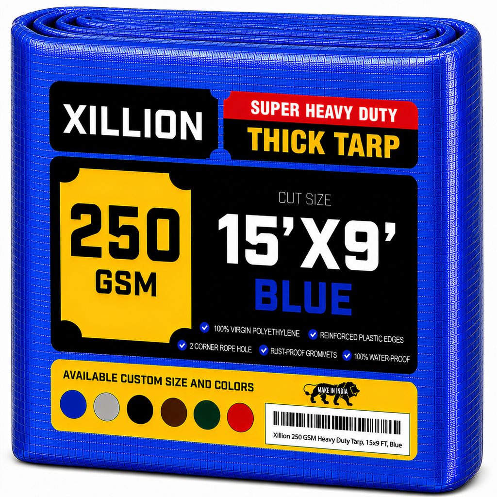 250 GSM Heavy Duty Tarpaulin Extra Strong, Strengthen Eyelets, UV Resistant, 100% Waterproof, Cross Laminated Tarpaulin