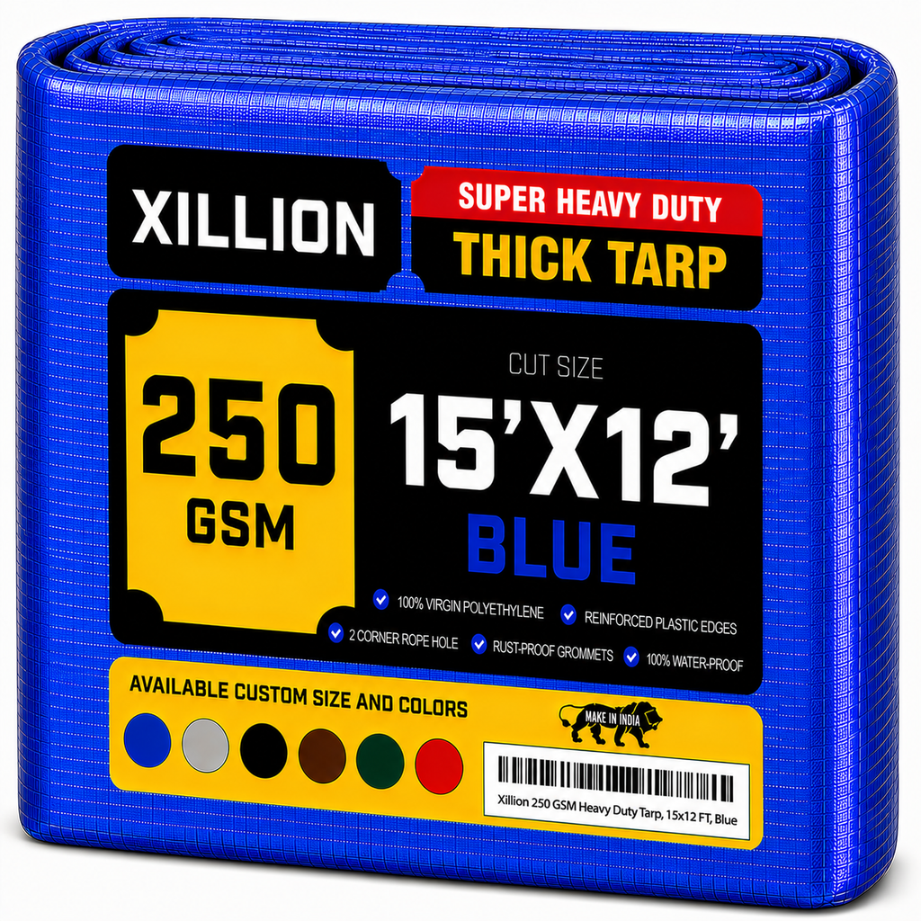 250 GSM Heavy Duty Tarpaulin Extra Strong, Strengthen Eyelets, UV Resistant, 100% Waterproof, Cross Laminated Tarpaulin
