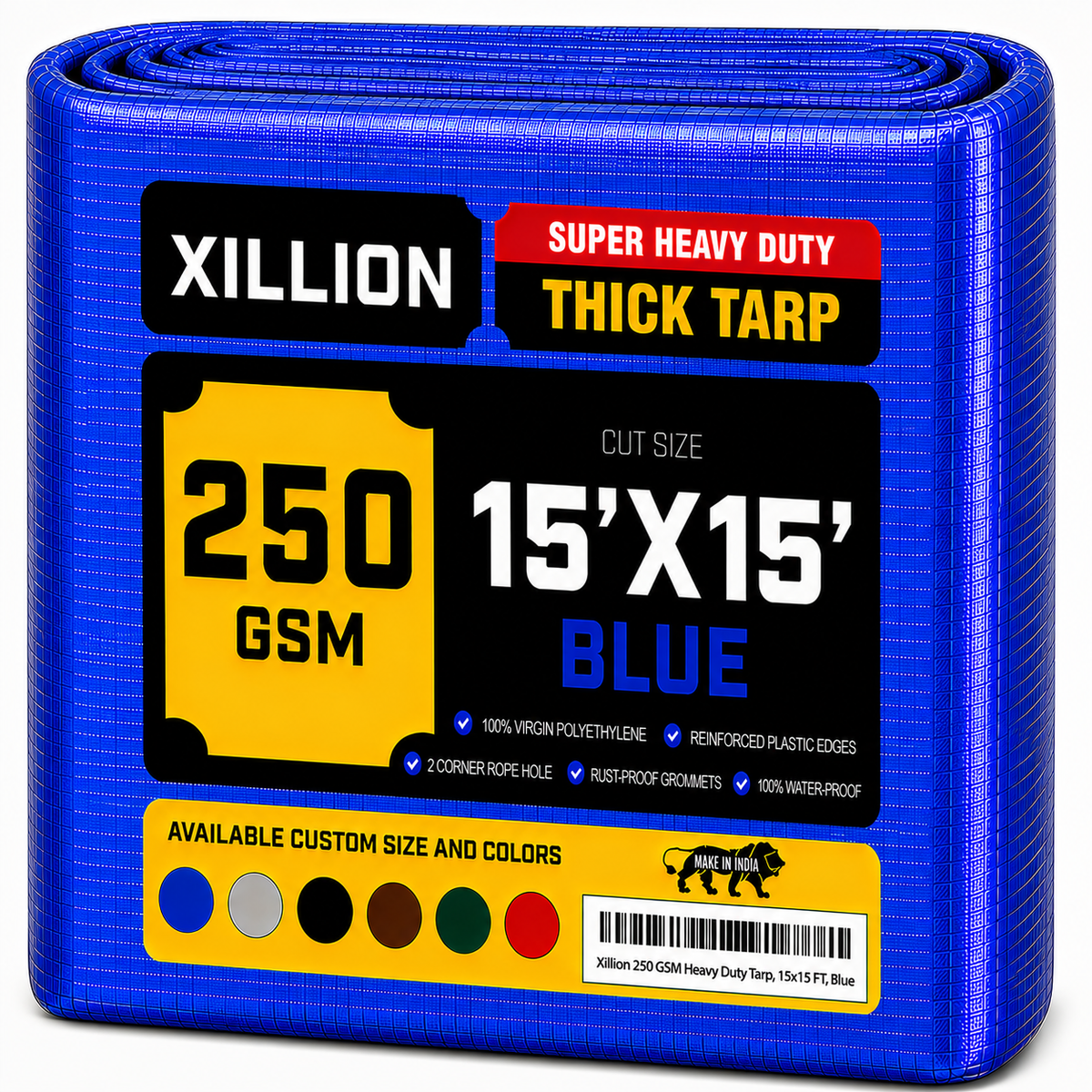 250 GSM Heavy Duty Tarpaulin Extra Strong, Strengthen Eyelets, UV Resistant, 100% Waterproof, Cross Laminated Tarpaulin