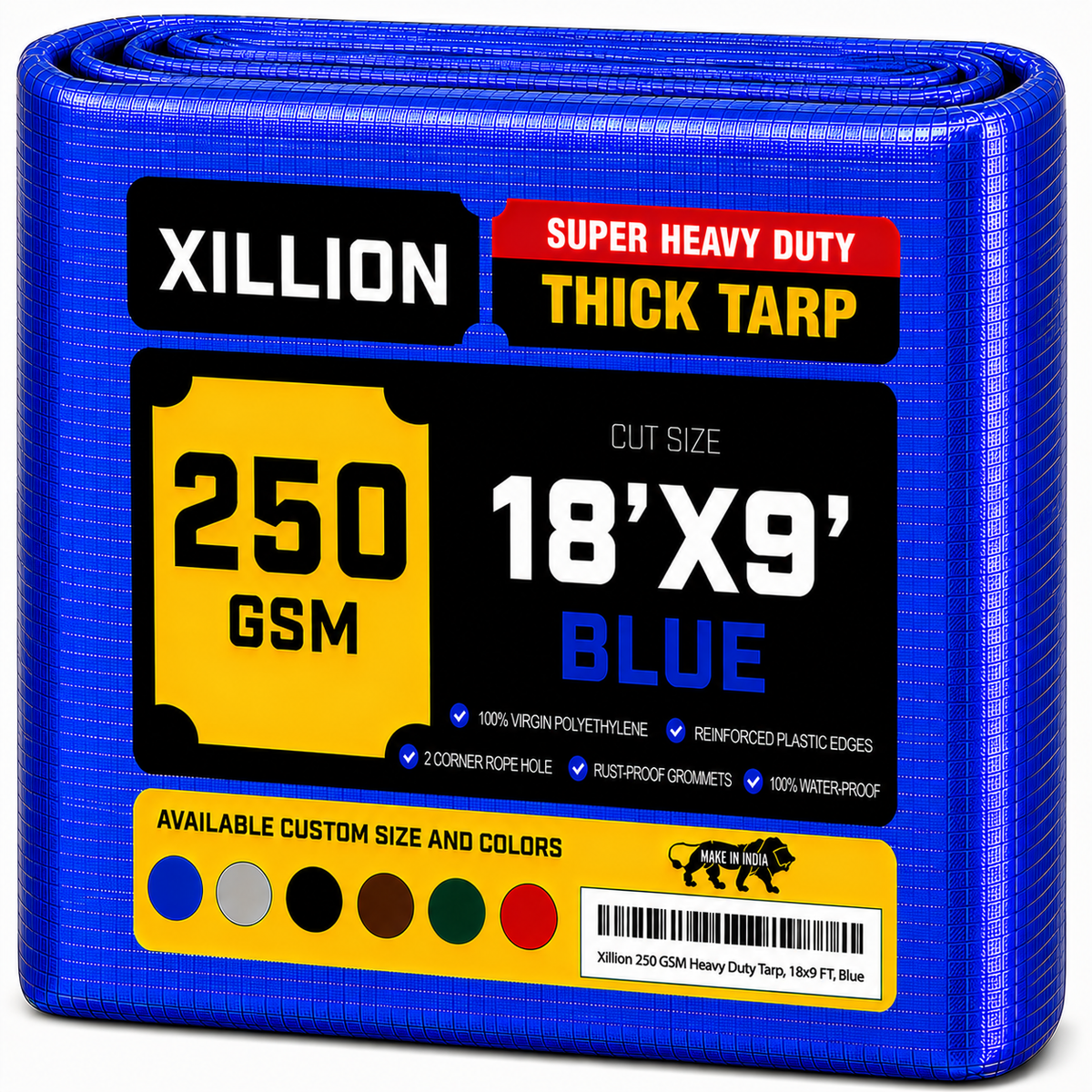 250 GSM Heavy Duty Tarpaulin Extra Strong, Strengthen Eyelets, UV Resistant, 100% Waterproof, Cross Laminated Tarpaulin