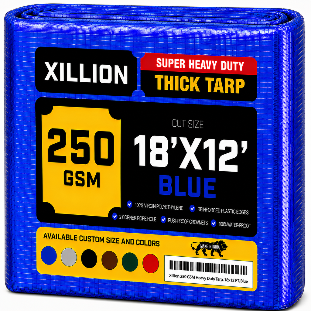 250 GSM Heavy Duty Tarpaulin Extra Strong, Strengthen Eyelets, UV Resistant, 100% Waterproof, Cross Laminated Tarpaulin