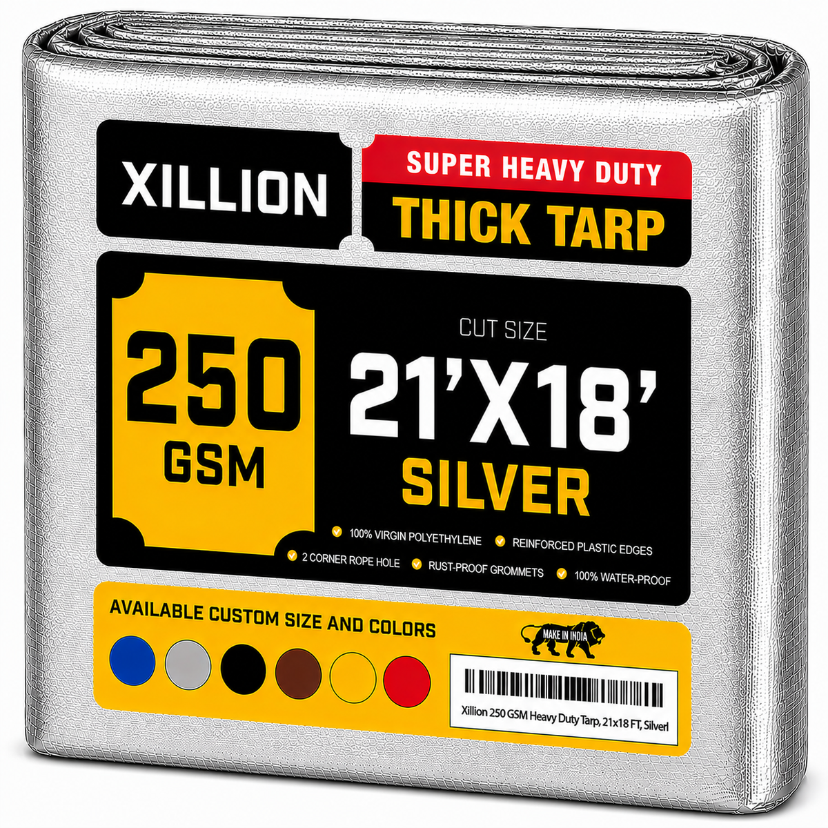 250 GSM Heavy Duty Tarpaulin Extra Strong, Strengthen Eyelets, UV Resistant, 100% Waterproof, Cross Laminated Tarpaulin
