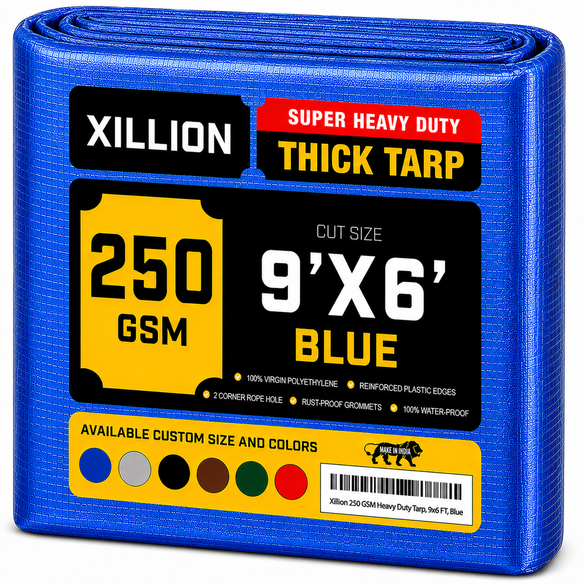 250 GSM Heavy Duty Tarpaulin Extra Strong, Strengthen Eyelets, UV Resistant, 100% Waterproof, Cross Laminated Tarpaulin