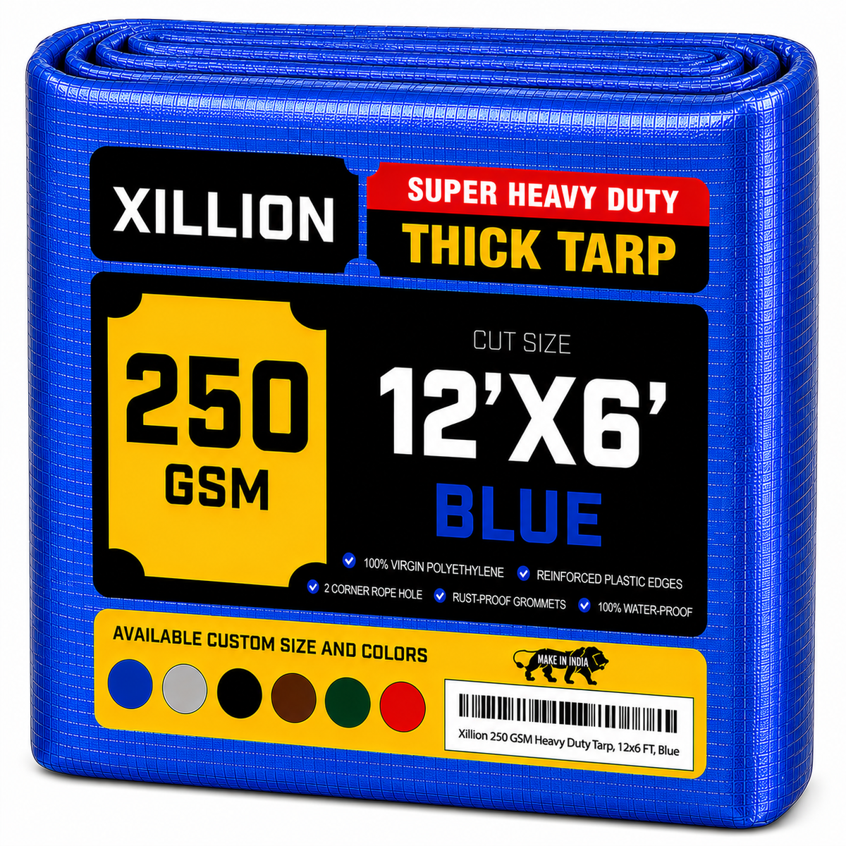 250 GSM Heavy Duty Tarpaulin Extra Strong, Strengthen Eyelets, UV Resistant, 100% Waterproof, Cross Laminated Tarpaulin