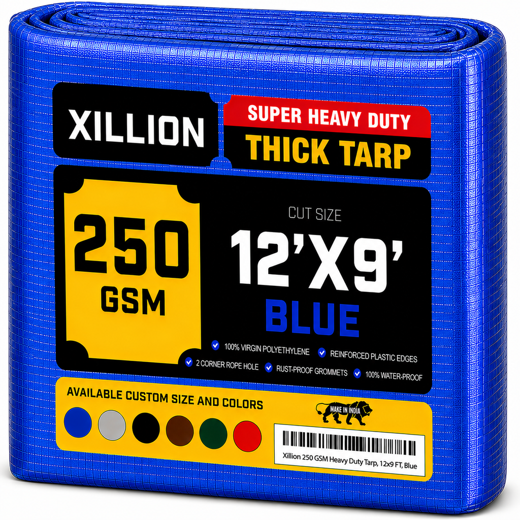 250 GSM Heavy Duty Tarpaulin Extra Strong, Strengthen Eyelets, UV Resistant, 100% Waterproof, Cross Laminated Tarpaulin