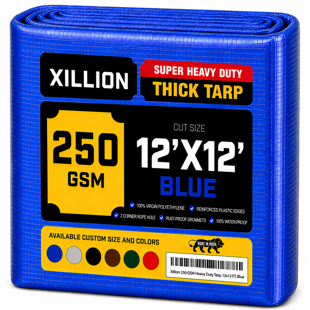 250 GSM Heavy Duty Tarpaulin Extra Strong, Strengthen Eyelets, UV Resistant, 100% Waterproof, Cross Laminated Tarpaulin