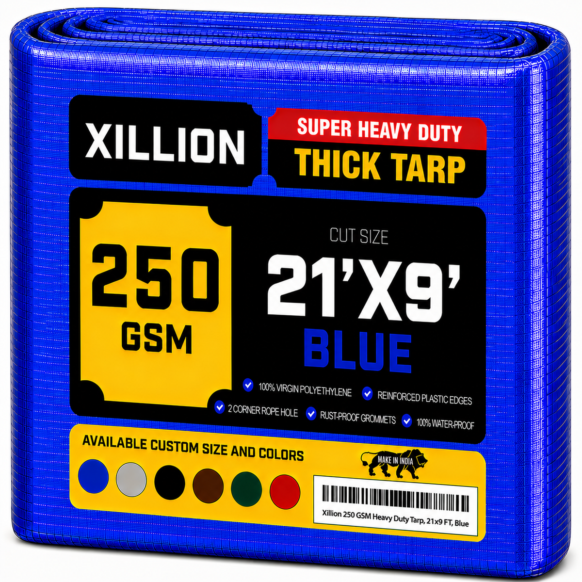 250 GSM Heavy Duty Tarpaulin Extra Strong, Strengthen Eyelets, UV Resistant, 100% Waterproof, Cross Laminated Tarpaulin
