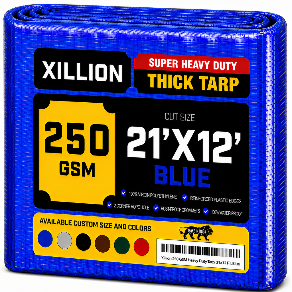 250 GSM Heavy Duty Tarpaulin Extra Strong, Strengthen Eyelets, UV Resistant, 100% Waterproof, Cross Laminated Tarpaulin