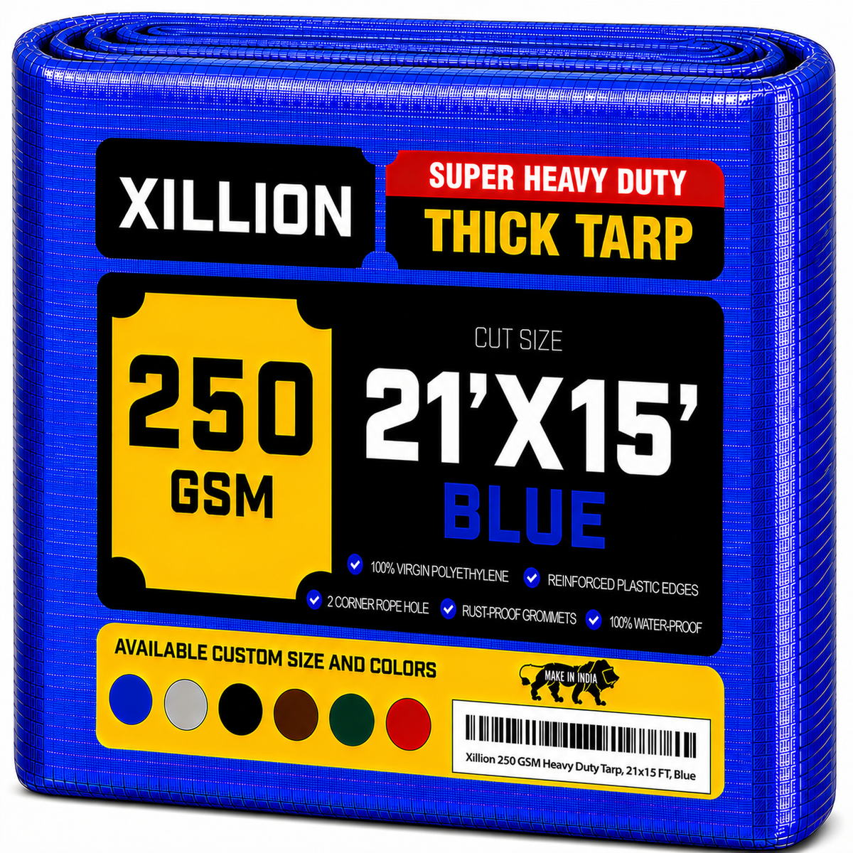 250 GSM Heavy Duty Tarpaulin Extra Strong, Strengthen Eyelets, UV Resistant, 100% Waterproof, Cross Laminated Tarpaulin