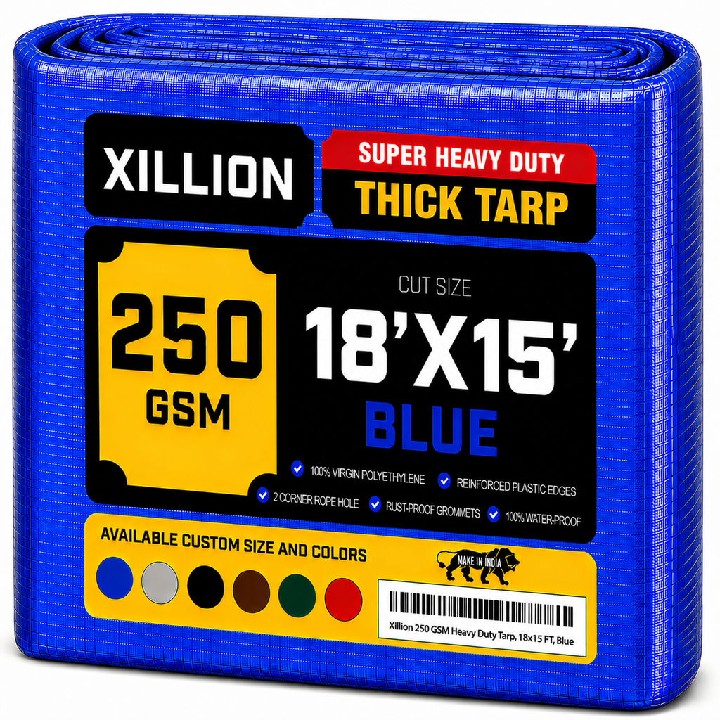 250 GSM Heavy Duty Tarpaulin Extra Strong, Strengthen Eyelets, UV Resistant, 100% Waterproof, Cross Laminated Tarpaulin