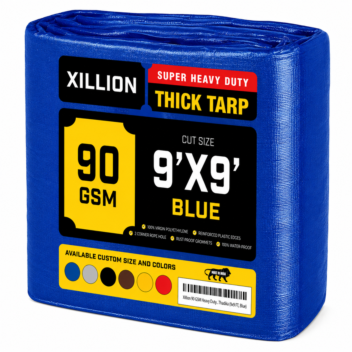 90 GSM Heavy Duty Customised Tarpaulin – Extra Strong Cross Laminated Cover, 100% Waterproof, UV Resistant with Reinforced Eyelets for Garden, Camping, Construction & Outdoor Protection