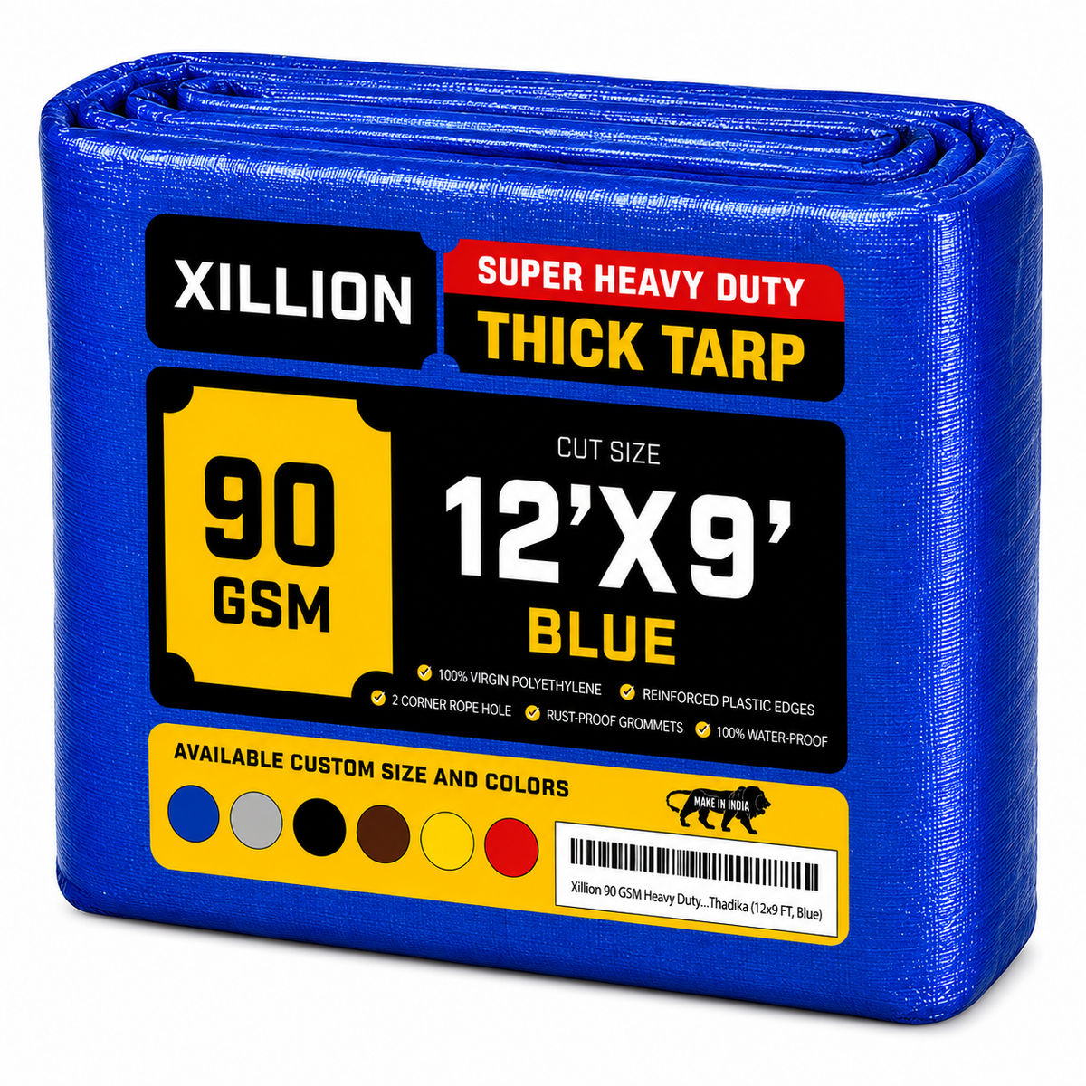 90 GSM Heavy Duty Customised Tarpaulin – Extra Strong Cross Laminated Cover, 100% Waterproof, UV Resistant with Reinforced Eyelets for Garden, Camping, Construction & Outdoor Protection