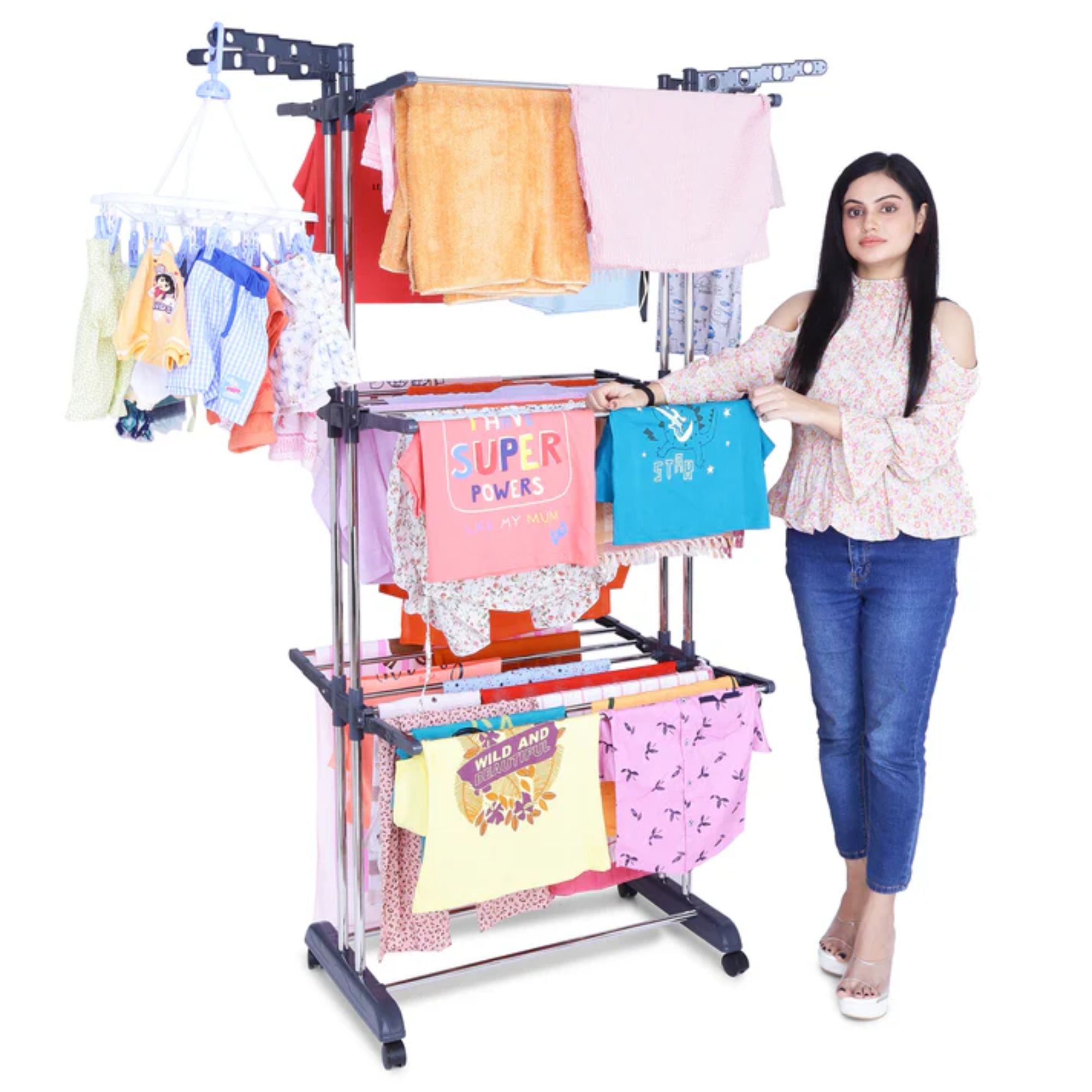 Stainless Steel Clothes Drying Stand Folding Laundry Rack