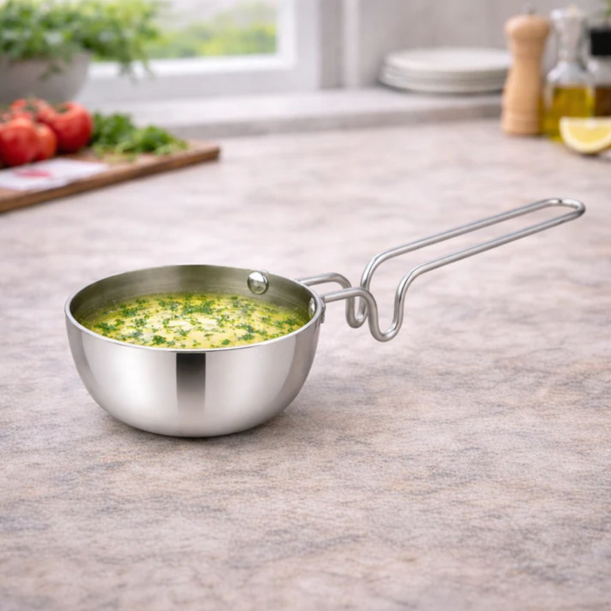 Stainless Steel Tadka Pan with Long Handle | Small Tempering Pan for Indian Cooking | Durable, Rust-Resistant, Gas Stove Compatible