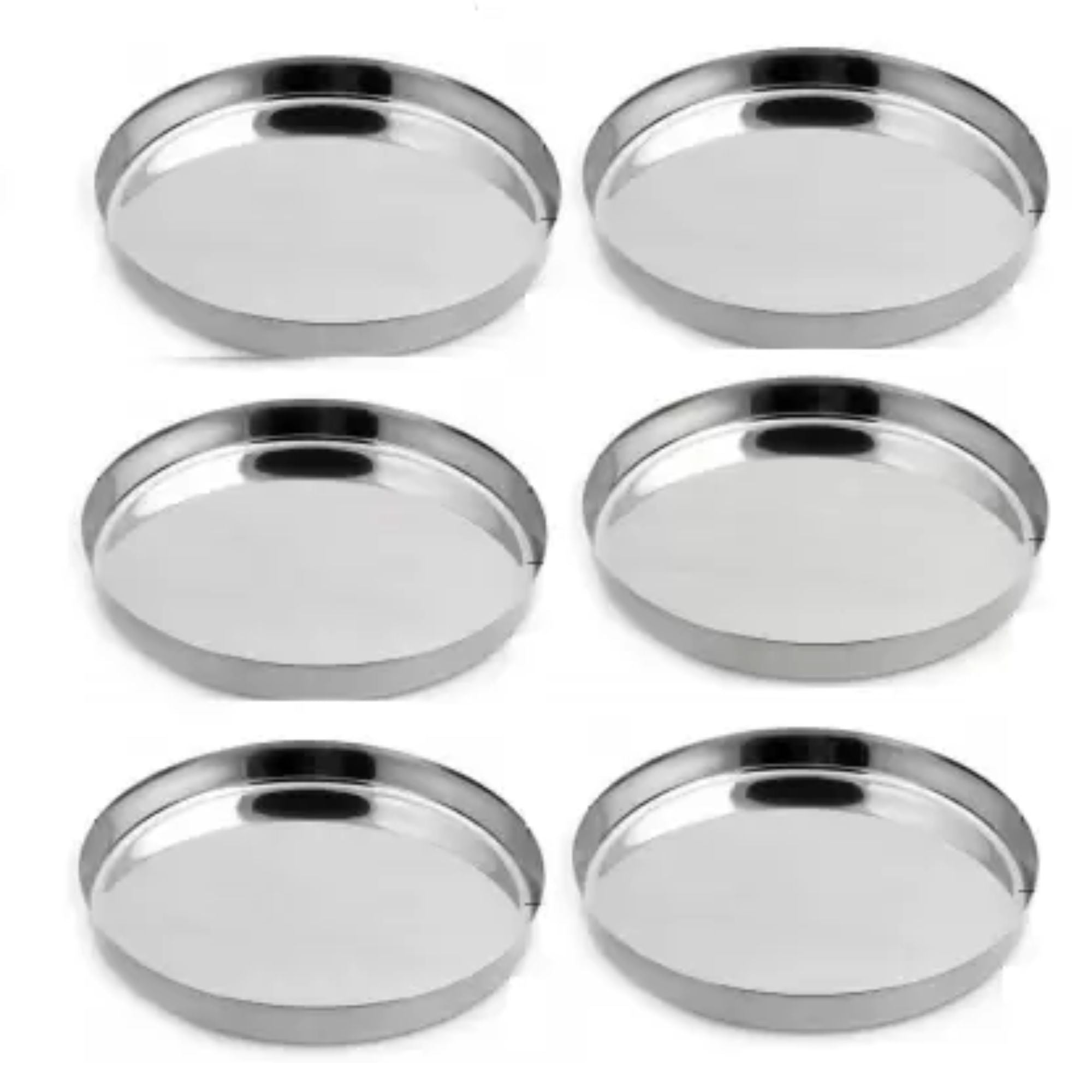Stainless Steel Heavy Gauge Dinner Plates Set of 6 | Durable Rust-Resistant Dining Plates