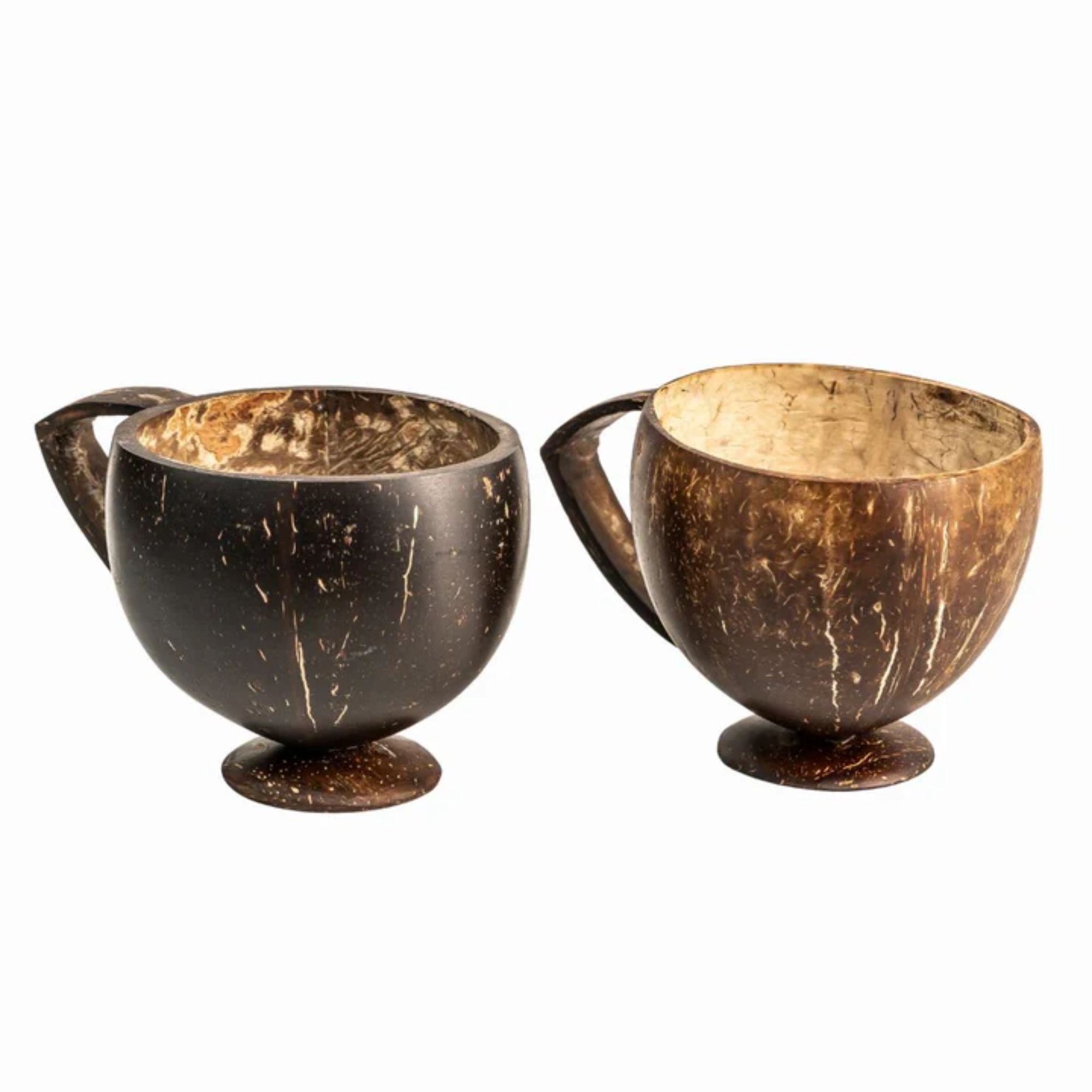 Natural Coconut Shell Teacup Set of 2 | 200ml Brown Cups for Tea, Coffee, Juice & Hot Drinks