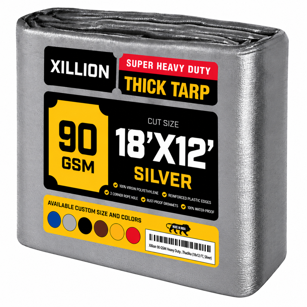 90 GSM Heavy Duty Customised Tarpaulin – Extra Strong Cross Laminated Cover, 100% Waterproof, UV Resistant with Reinforced Eyelets for Garden, Camping, Construction & Outdoor Protection