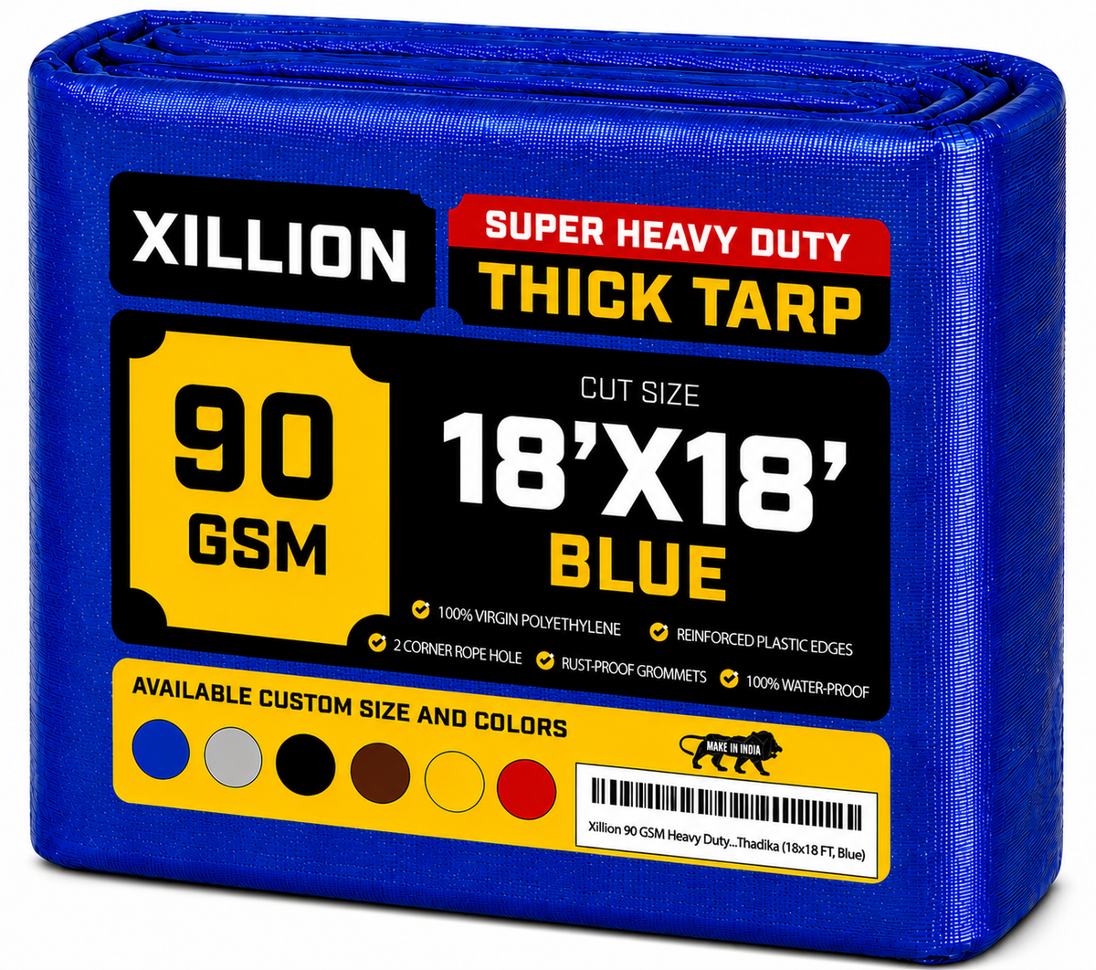 90 GSM Heavy Duty Customised Tarpaulin – Extra Strong Cross Laminated Cover, 100% Waterproof, UV Resistant with Reinforced Eyelets for Garden, Camping, Construction & Outdoor Protection