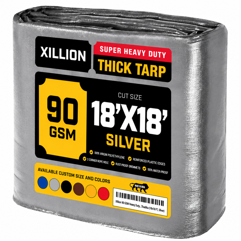 90 GSM Heavy Duty Customised Tarpaulin – Extra Strong Cross Laminated Cover, 100% Waterproof, UV Resistant with Reinforced Eyelets for Garden, Camping, Construction & Outdoor Protection