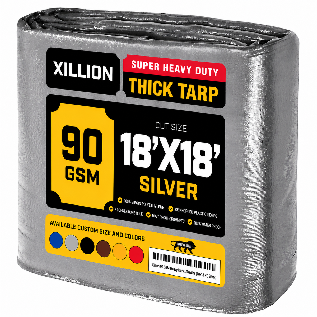 90 GSM Heavy Duty Customised Tarpaulin – Extra Strong Cross Laminated Cover, 100% Waterproof, UV Resistant with Reinforced Eyelets for Garden, Camping, Construction & Outdoor Protection
