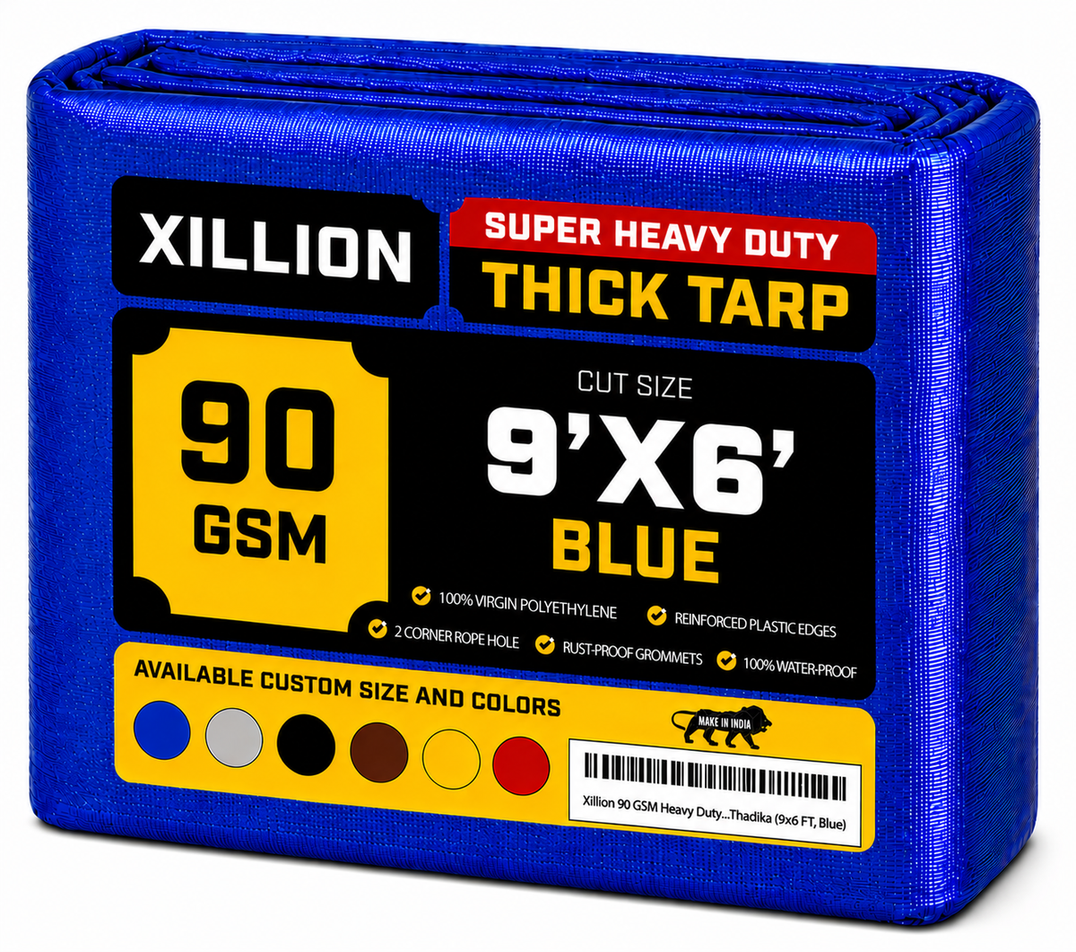 90 GSM Heavy Duty Customised Tarpaulin – Extra Strong Cross Laminated Cover, 100% Waterproof, UV Resistant with Reinforced Eyelets for Garden, Camping, Construction & Outdoor Protection