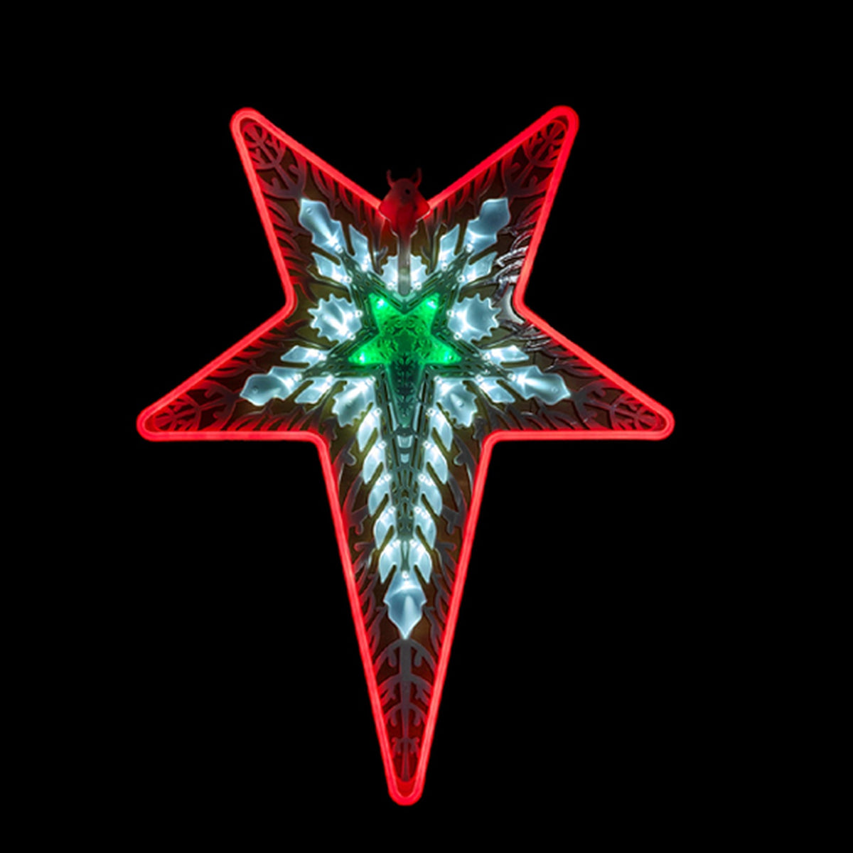 Coral Star colourful illuminated festive hanging decoration