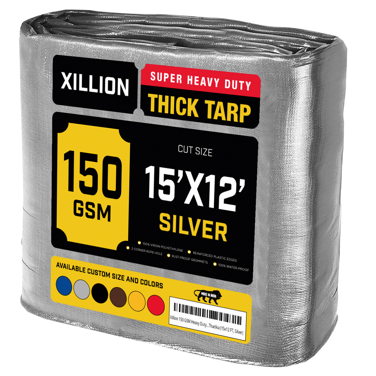 150 GSM Heavy Duty Customised Tarpaulin – Extra Strong Cross Laminated Cover, 100% Waterproof, UV Resistant with Reinforced Eyelets for Garden, Camping, Construction & Outdoor Protection (Copy)