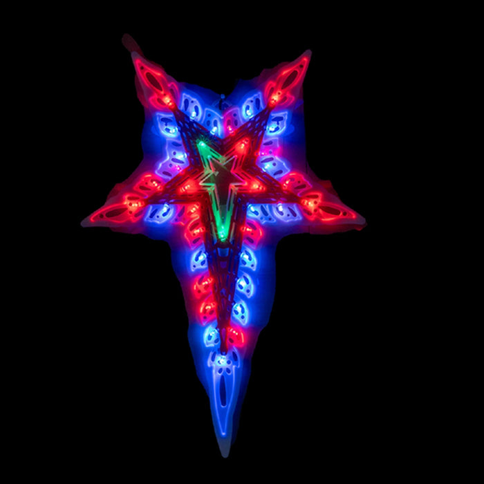 Wave Star lit with multicolour decorative lights